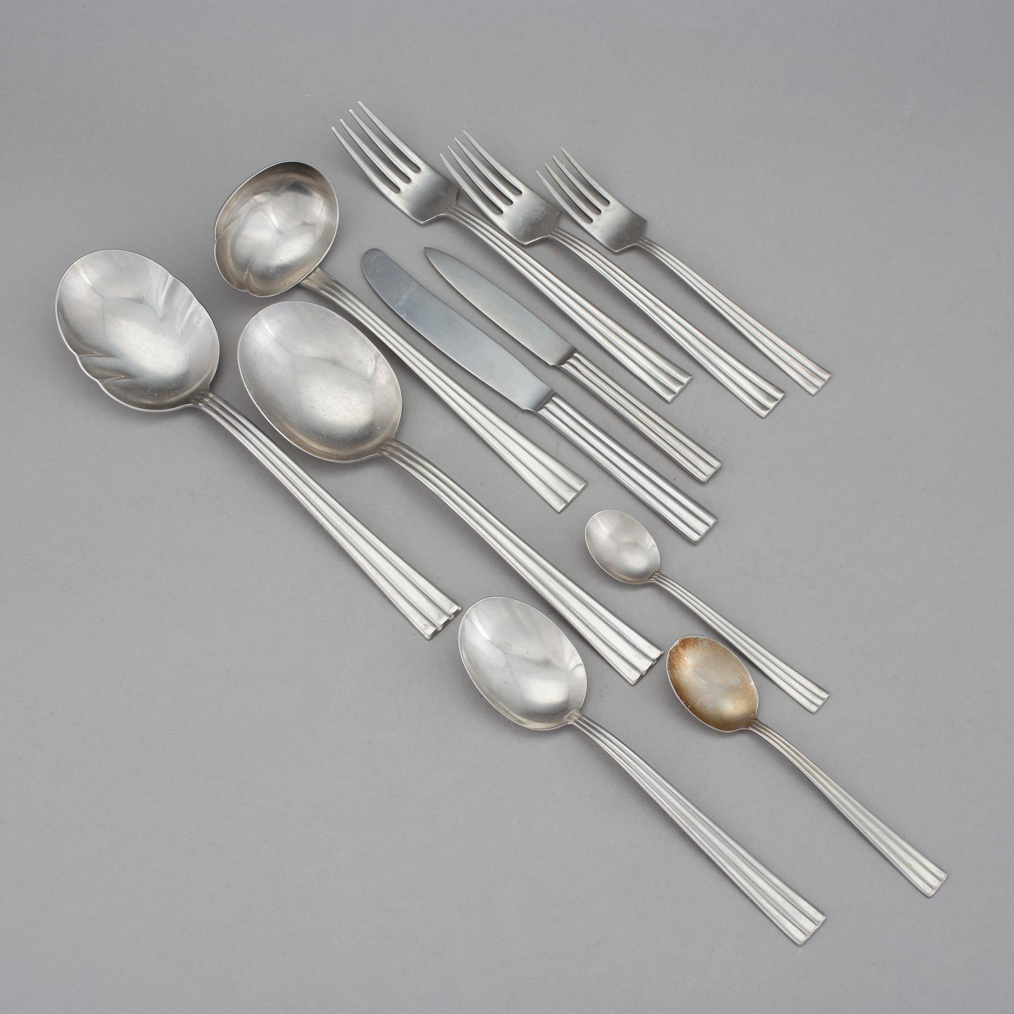 BESTICKSERVISDELAR, 129 st, rostfritt stål, Thebe, Folke Ahrström, Gense. Formgivna 1944.