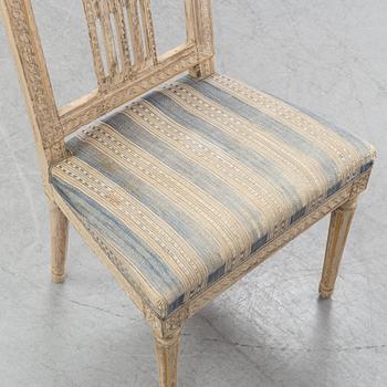 A set of six gustavian chairs made in Lindome by Johannes Andersson (1763-1840), signed IAS+, around the year 1800.