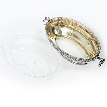 Silver jardinière with glass liner, Swedish import mark from Gothenburg 1924.