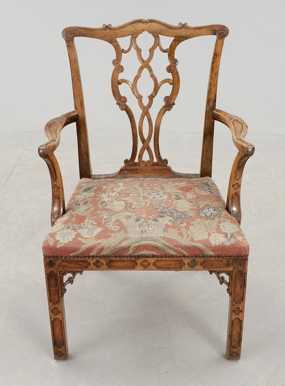 KARMSTOL, Chippendale-stil, England, 17/1800-tal,