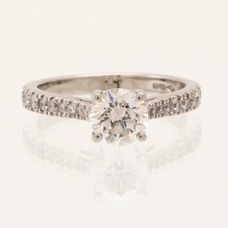 Platinum ring with round brilliant-cut diamonds, GIA cert, Van Bruun.