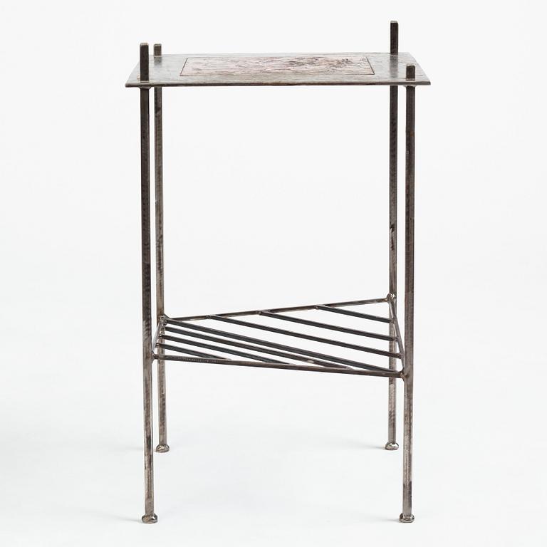 Madeleine Pyk, & Per Baker, a table with a copper etching, 1960s and 21st century.