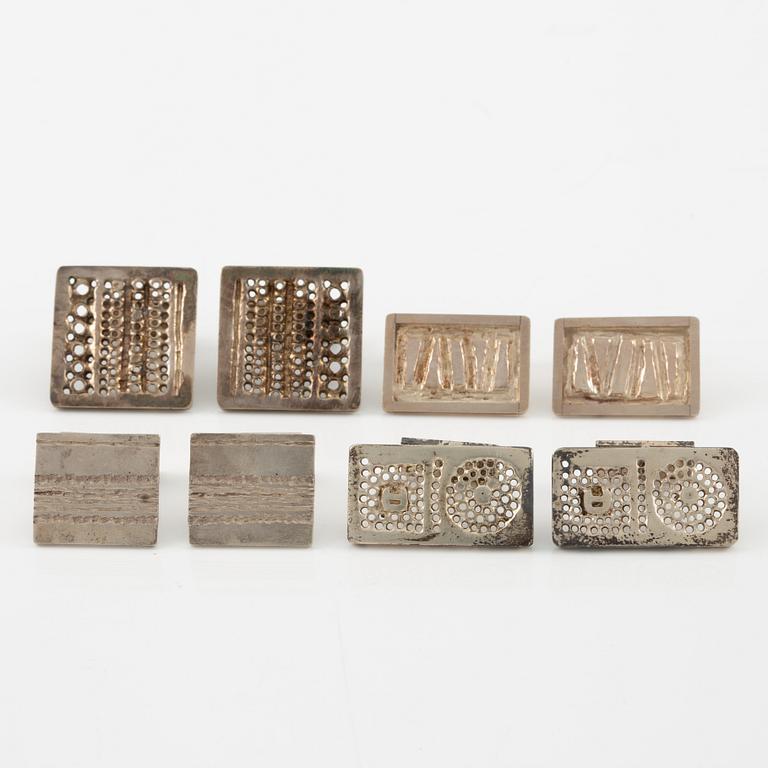 Lars Arby, fyra par manschettknappar, sterlingsilver, Göteborg 1966. 1967 och 1976.