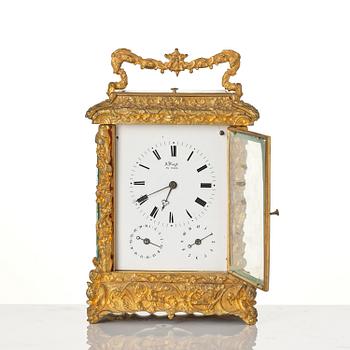 A Traveller's rococo style clock by Anton Liszt Vienna (1828-1868).