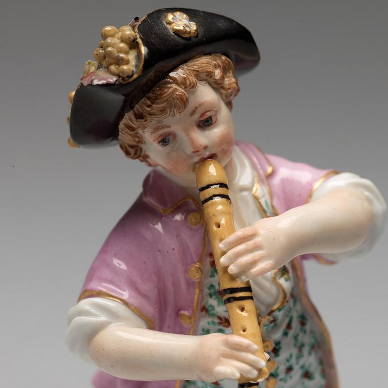 A Meissen figure of a flute player, second half of the 19th Century.