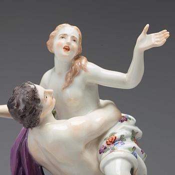 FIGURIN, porslin. "Boreas och Oreithyia". Meissen, tidigt 1900-tal.