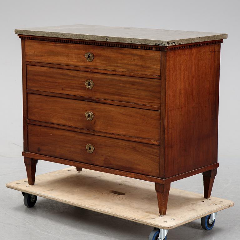 A late gustavian chest of drawers, ca 1800.