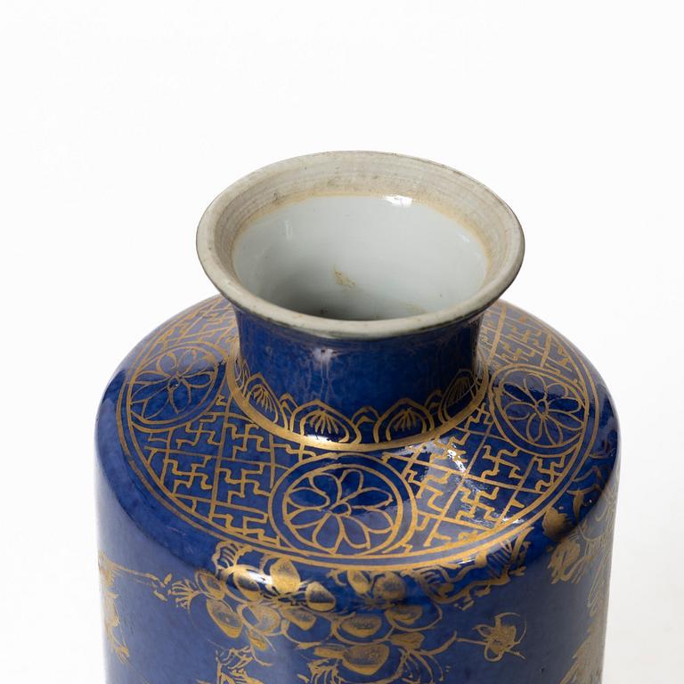 A Chinese powder blue vase / flask, Qing dynasty, Qianlong (1736-95).