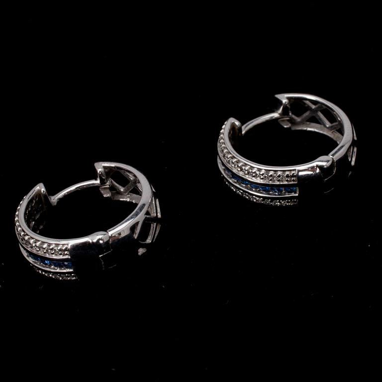 ÖRHÄNGEN, vitguld 14K, små diamanter samt safirer. Vikt 4,5 g.