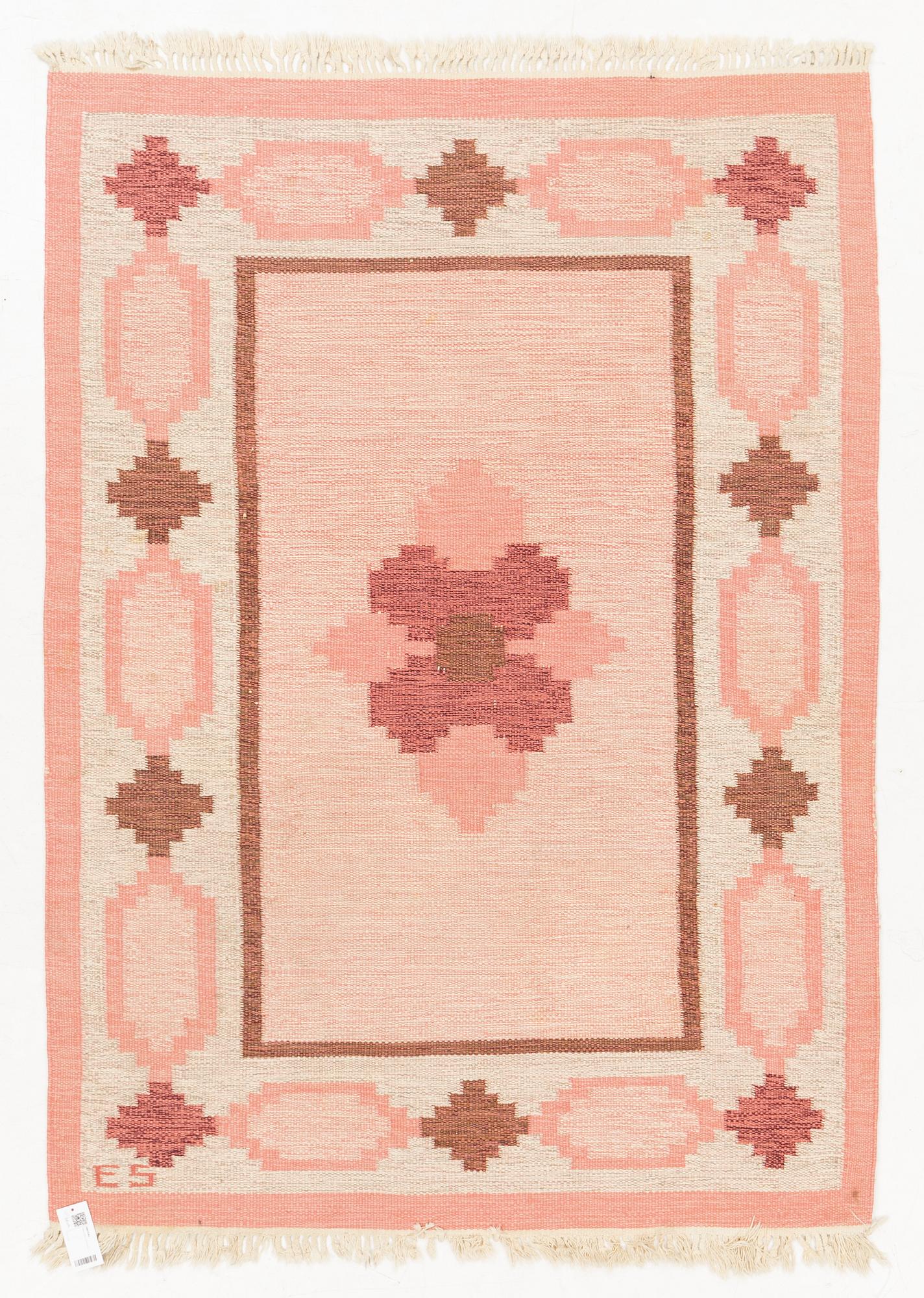 Matta, rölakan, signerad ES, ca 190 x 138 cm.