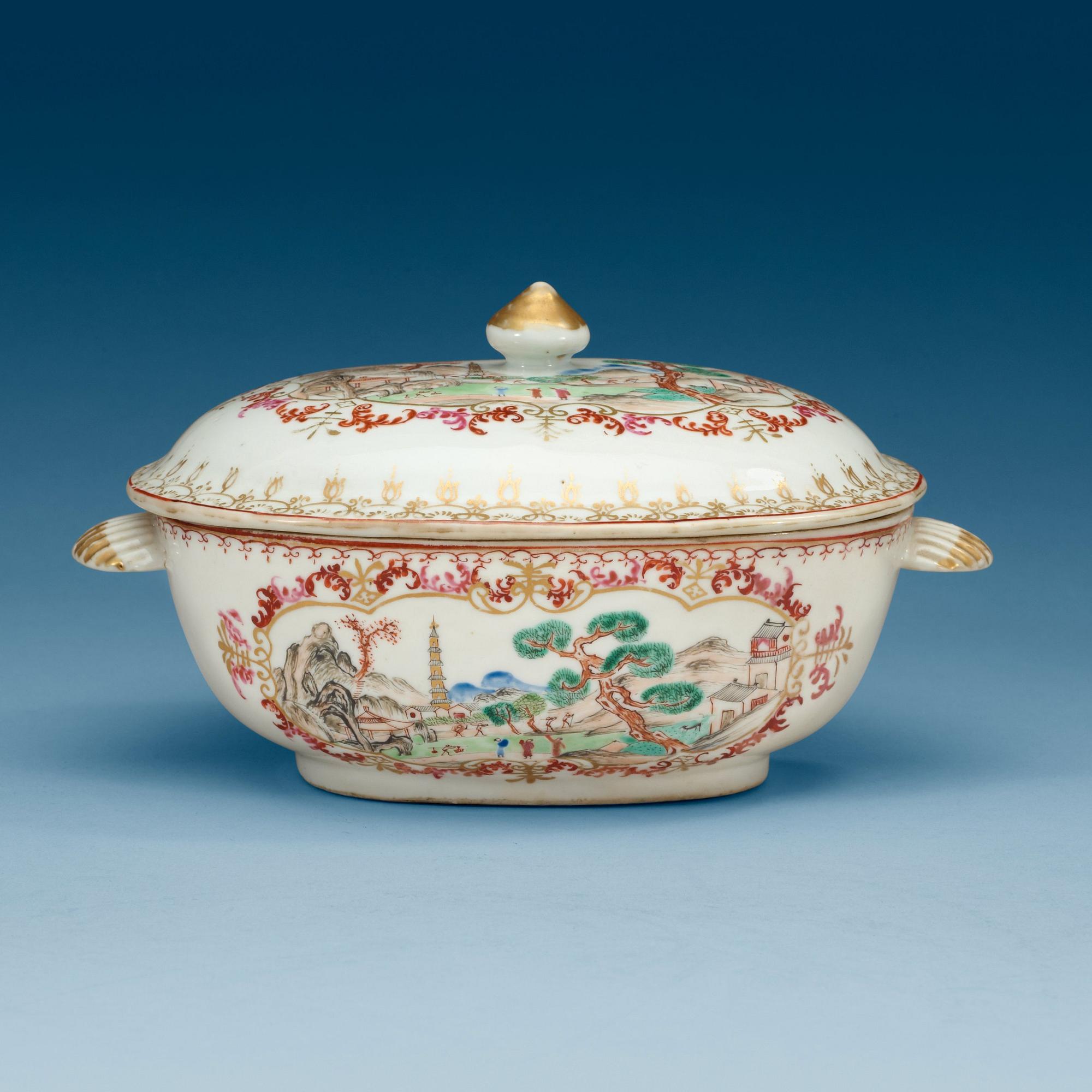 TERRIN med LOCK, kompaniporslin, Qing dynastin, Qianlong (1736-1795).