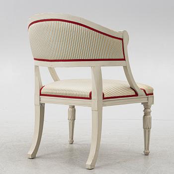 A late Gustavian style armchair, late 20th Century.