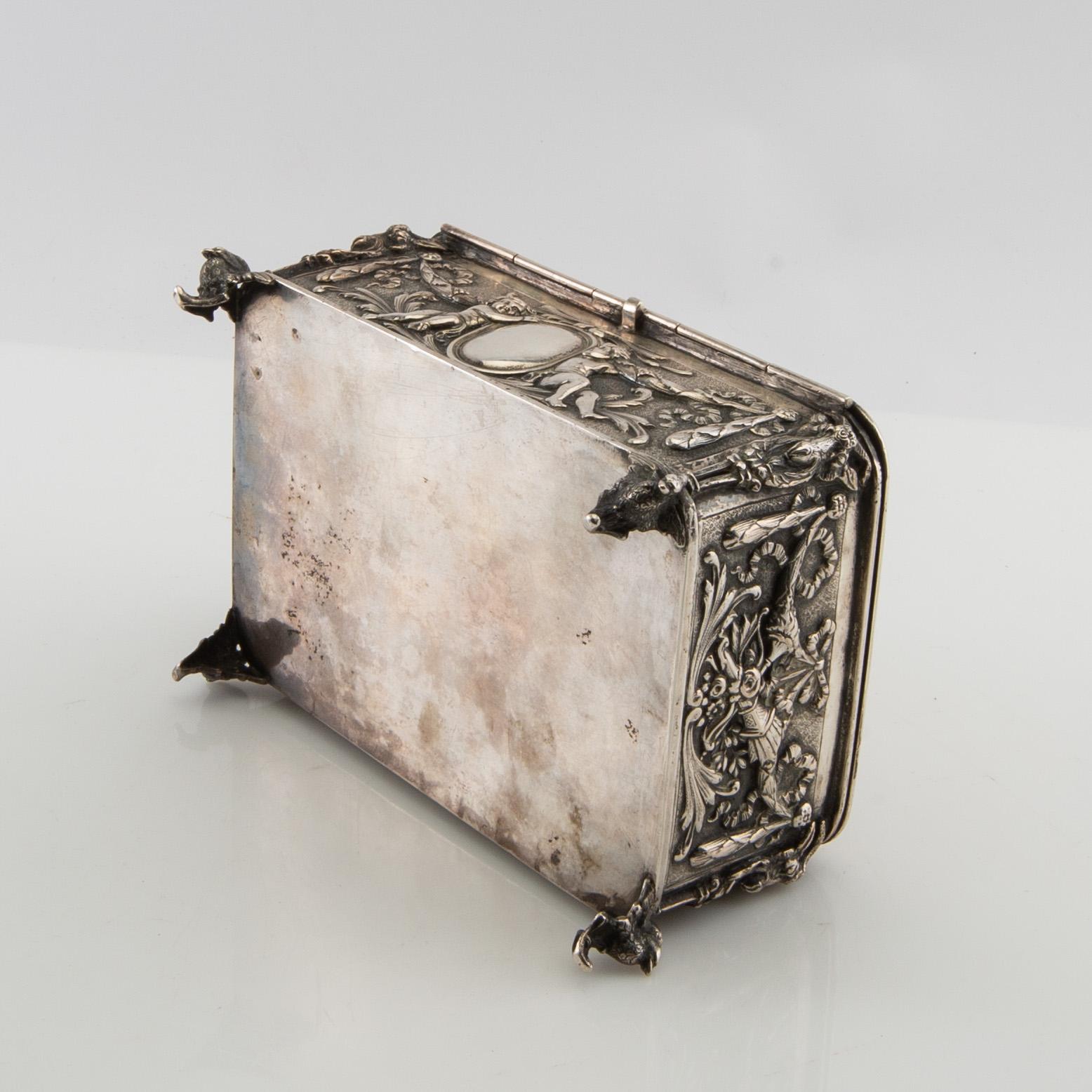 Box, silver circa 1900 Baroque style.