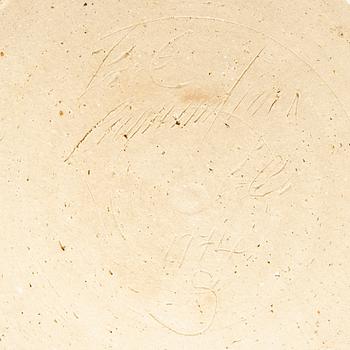 Carl Cunningham-Cole, a signed and dated stoneware plate 1974.