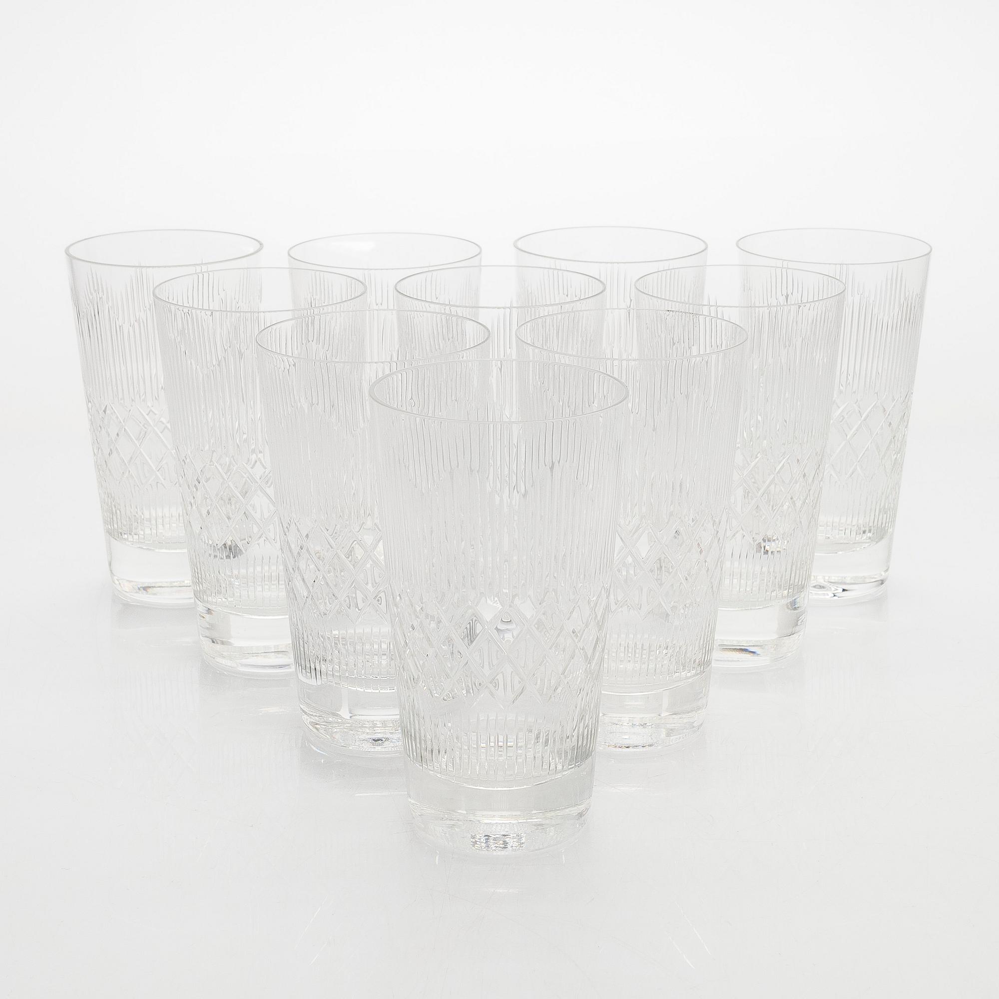 A set of ten 'Polar' drinking glasses, Nuutajärvi.