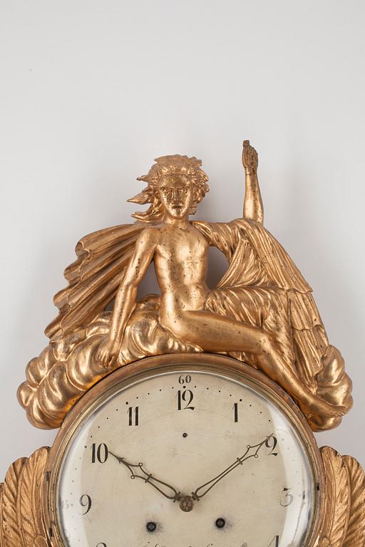 A Swedish Empire early 19th century wall clock by J. Cederlund, master 1799-1825.
