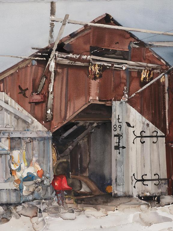 Lars Lerin, Fisherman's cabin, Lofoten.
