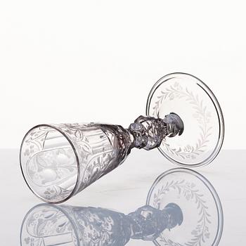 Pokal, glas. Böhmen, 1700-tal.
