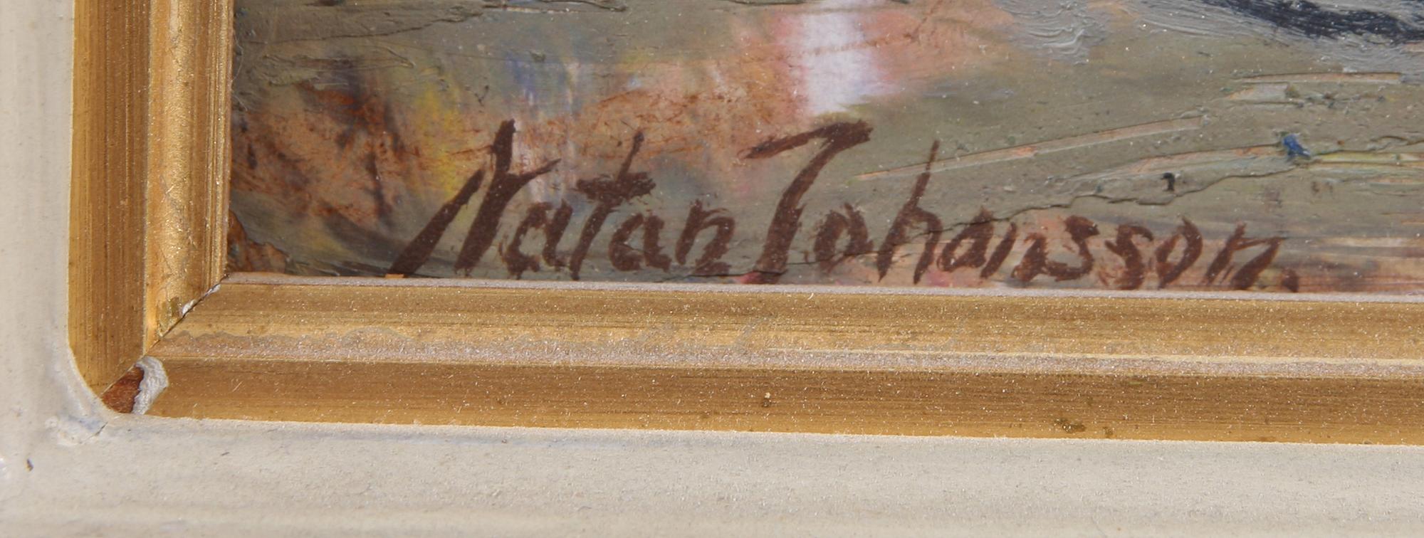 NATAN JOHANSSON, olja på pannå, sign.