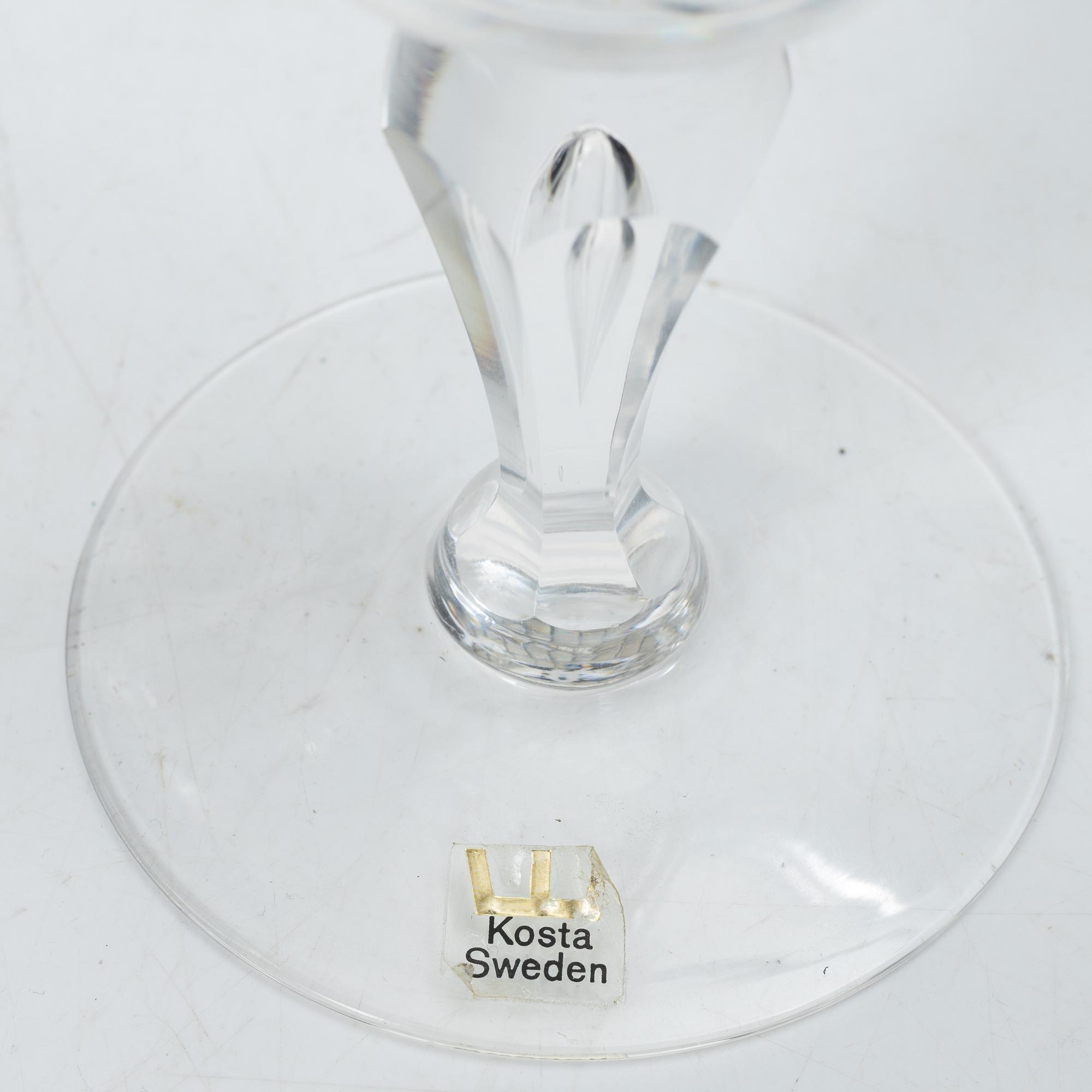 Vicke Lindstrand, champagneglas, 3 st, "Dalecarlia", Kosta Boda.