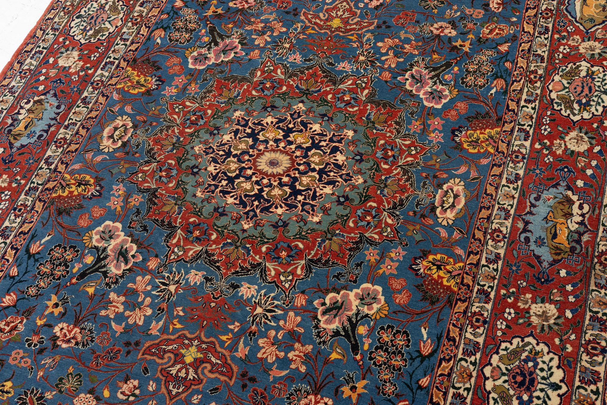 Matta, semiantik Isfahan, part silk, ca 216 x 151 cm.
