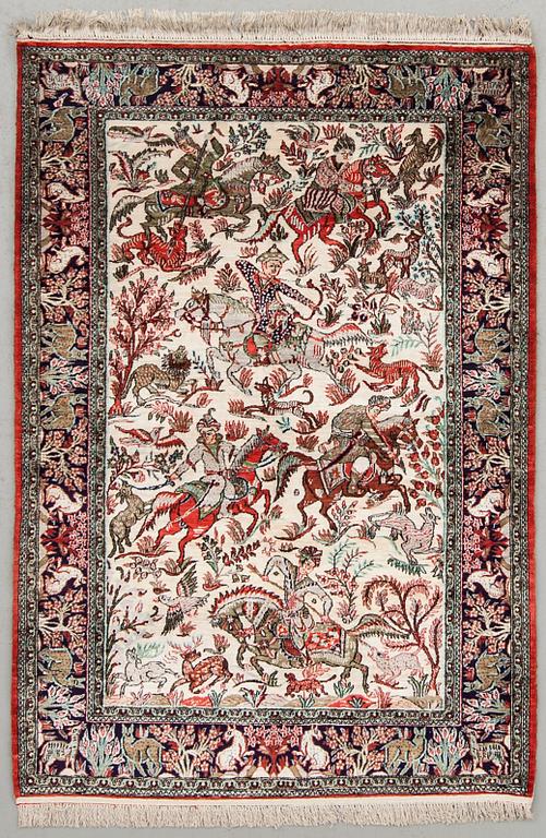 MATTA, old, Ghom, silke, figural, ca 156 x 106 cm.