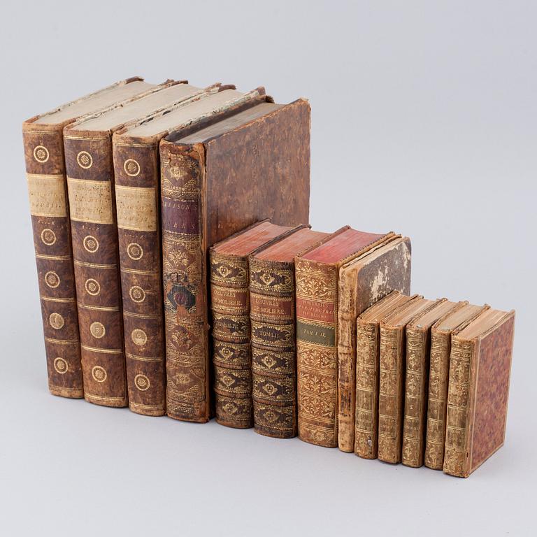 Thirteen 18th century books.