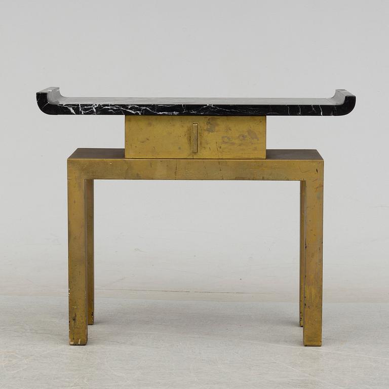 An Art Deco side table with stone top, 1930's/40's.