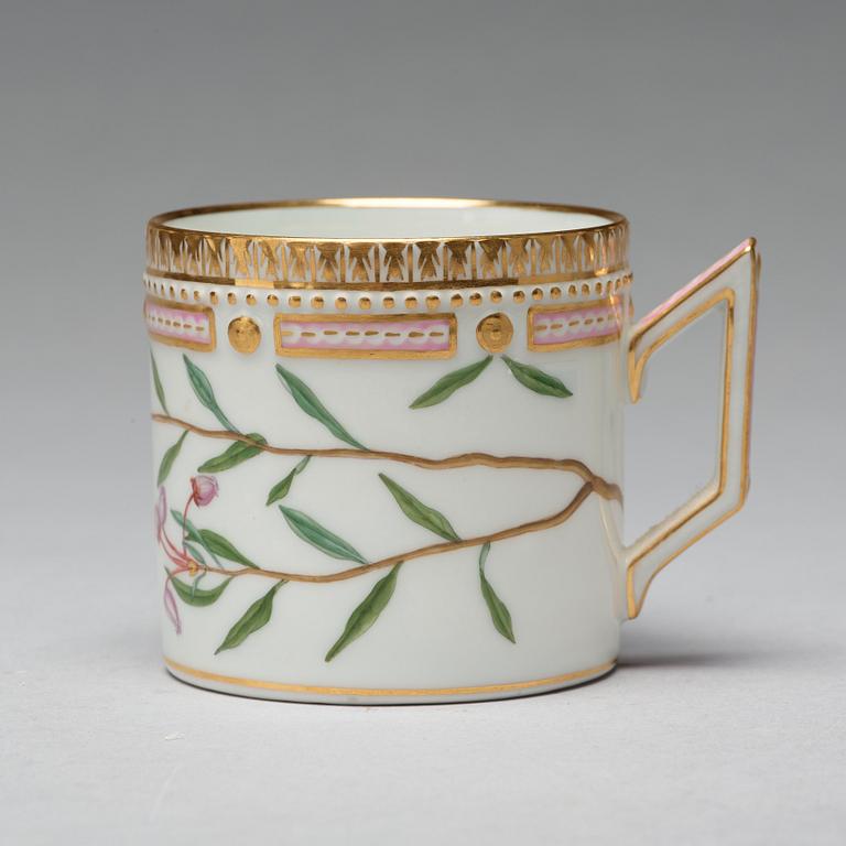 A set of eight Royal Copenhagen 'Flora Danica' coffee cups with saucers, Denmark, 20th Century.