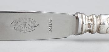 BORDSKNIVAR, 6 st, silver, otydliga mästarstämplar, 1946, tot 442 gram.