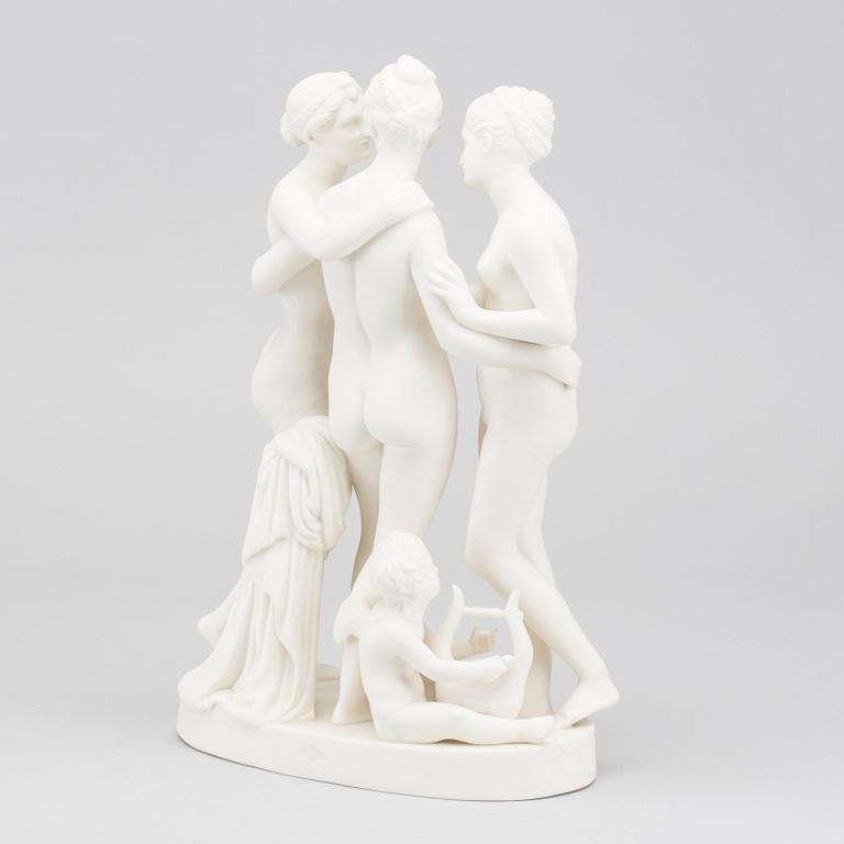 FIGURGRUPP "Gracerna och Amor" Gustavsberg parian 1900-talets första hälft.
