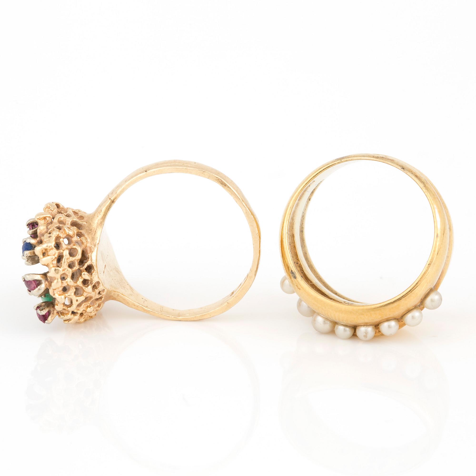 RINGAR 2 st, olika guldhalter.
