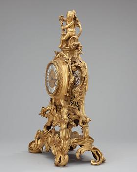 A neo Rococo 19th century gilt bronze mantel clock.