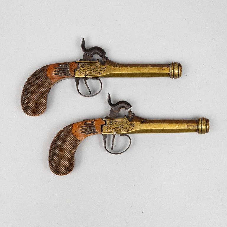 Percussion pistols, a pair, first half of the 19th century.