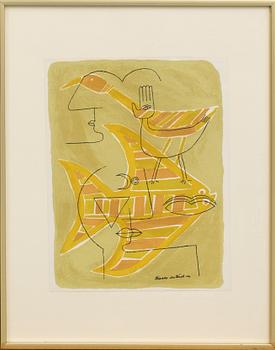 VICTOR BRAUNER, färglitografi, ur XX:e siècle nr 22 1963, tryckt hos Mourlot Paris.