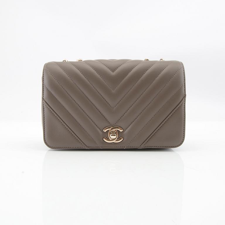 Chanel, "Statement Flap Bag Chevron Lambskin Taupe Medium".