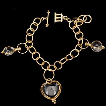 Temple St. Clair · ARMBAND, cabochonslipade bergskristaller, guld 18K, TEMPLE ST. CLAIR, USA. Vikt 31,3 g.