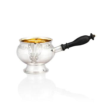 A Danish parcel-gilt silver saucepan, mark of Christian Werum, Copenhagen 1779. Fabricius hallmark.