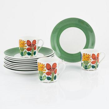 Stig Lindberg, a 12 piece 'Tahiti' service, Gustavsberg, Sweden, 1970's.