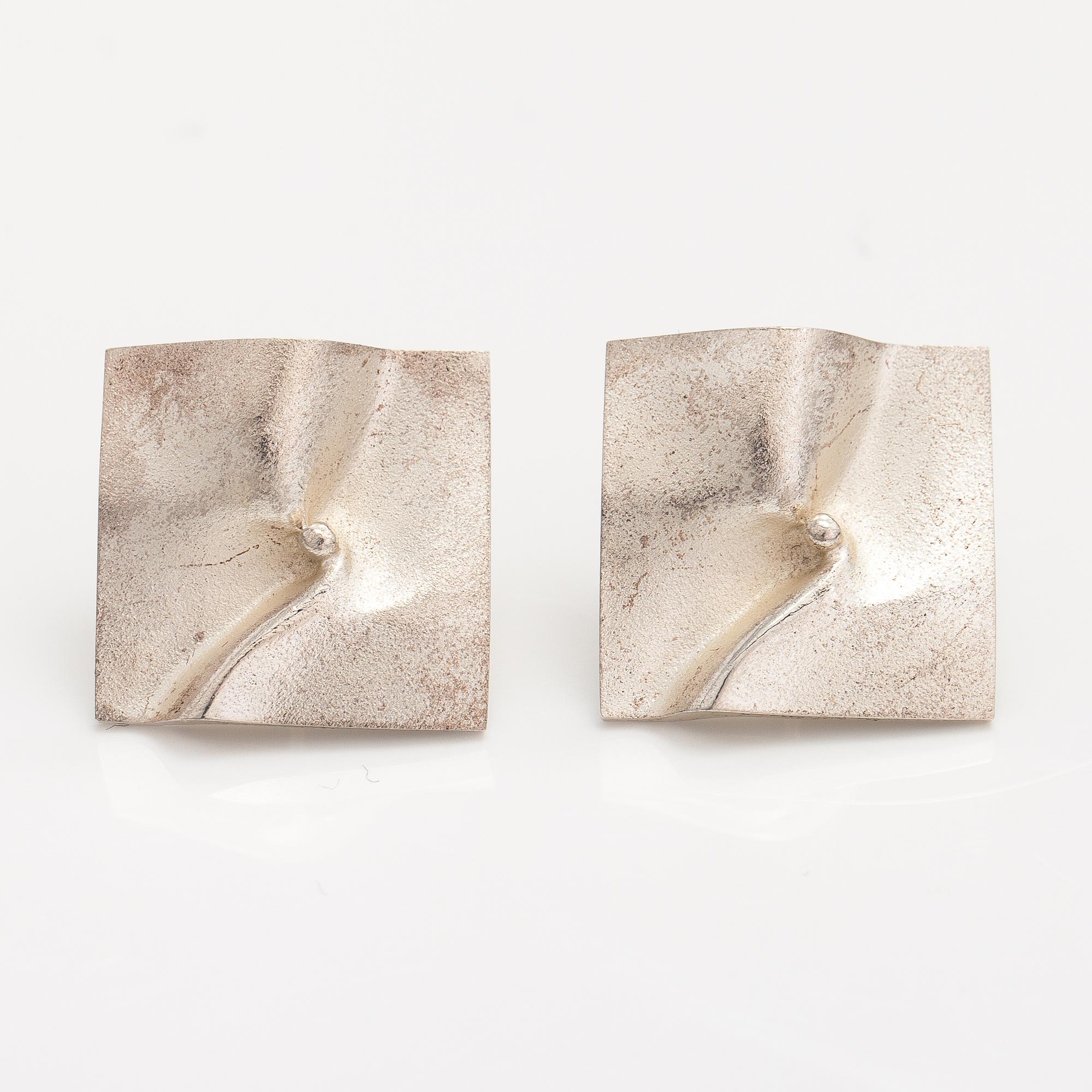 Björn Weckström, A pair of stelring silver earrings "Shields". Lapponia.