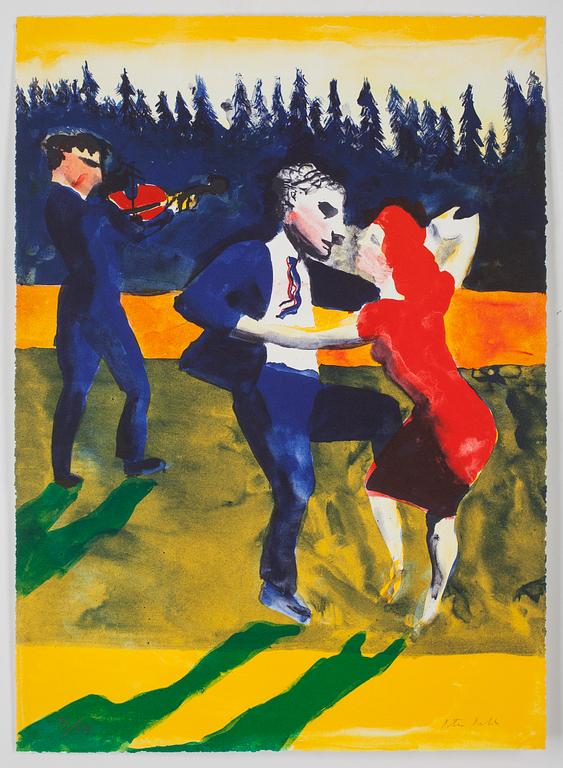 PETER DAHL, Portfölj med 4 färglitografier, "Dansställen", sign o numr 73/375.