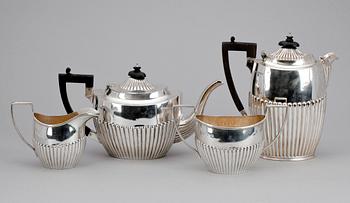 KAFFE- OCH TESERVIS, silver, bl a Birmingham och Sheffield, England, 1800-talets slut.