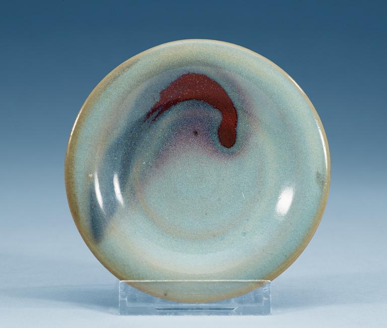 A purple-splashed lavender glazed 'Jun' dish, Song dynasty (960-1279).