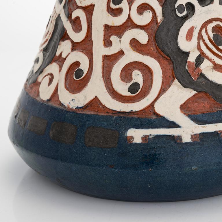 Sigrid Wickström-Paaer, a red clay vase signed SW and dated 1908.