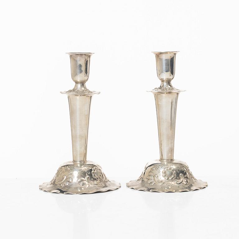 Candelsticks, 3 pairs, silver, Sweden, 1947-60.