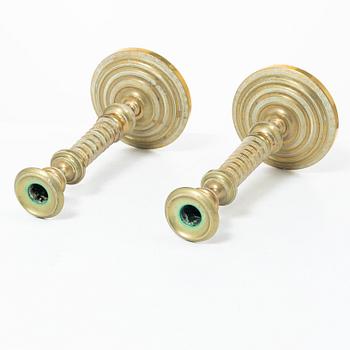 A pair of brass candlesticks, Sweden, 19th century.