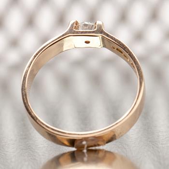 RING, 14K guld, briljantslipad diamant ca 0.25 ct uppskattningsvis W/vs. Henri Sörensen Åbo 1999. Vikt 4,5 g.