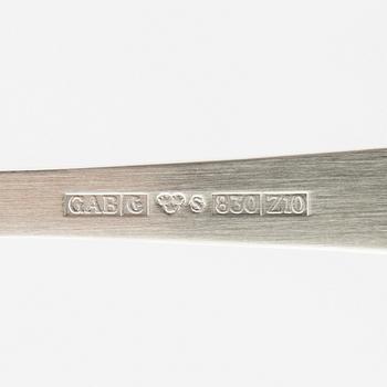 A Sweish 20th century set of 30 pcs of sivler cutlery "Rosenholm" mark of Gense Eskilstuna 1999 total weight 1620 grams.
