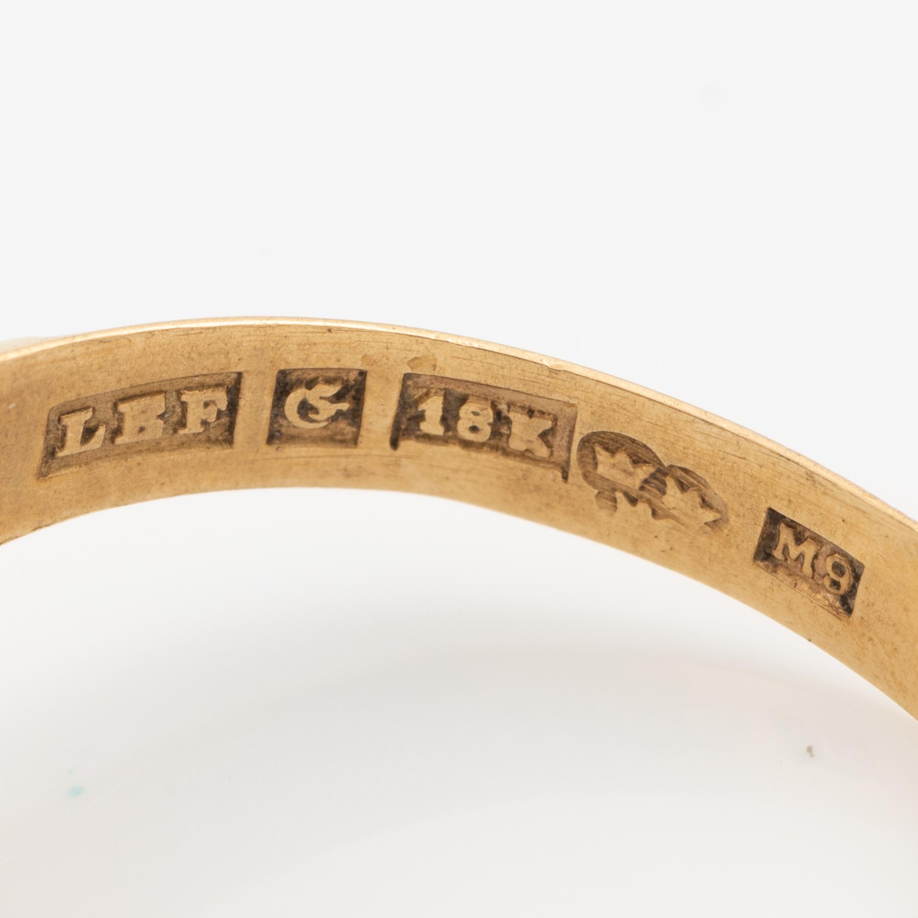 Ring 18K guld med syntetisk grön spinell.