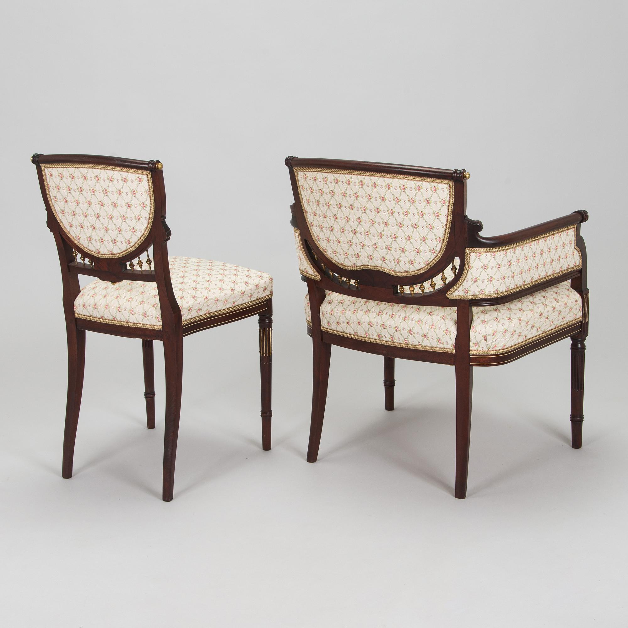 A six-piece furniture set, Nikolai Boman's, Turku, 1890s.